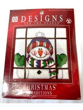 Christmas Traditions Snowman In Window Cross Stitch Kit 6" X 6"
